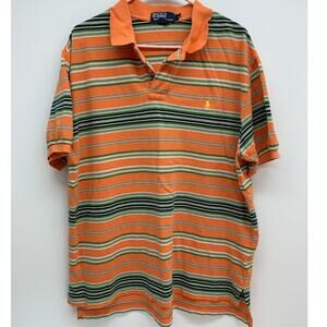 Polo by Ralph Lauren Mens XL Shirt Small Pony Cotton Short Sleeve Striped Rugby
